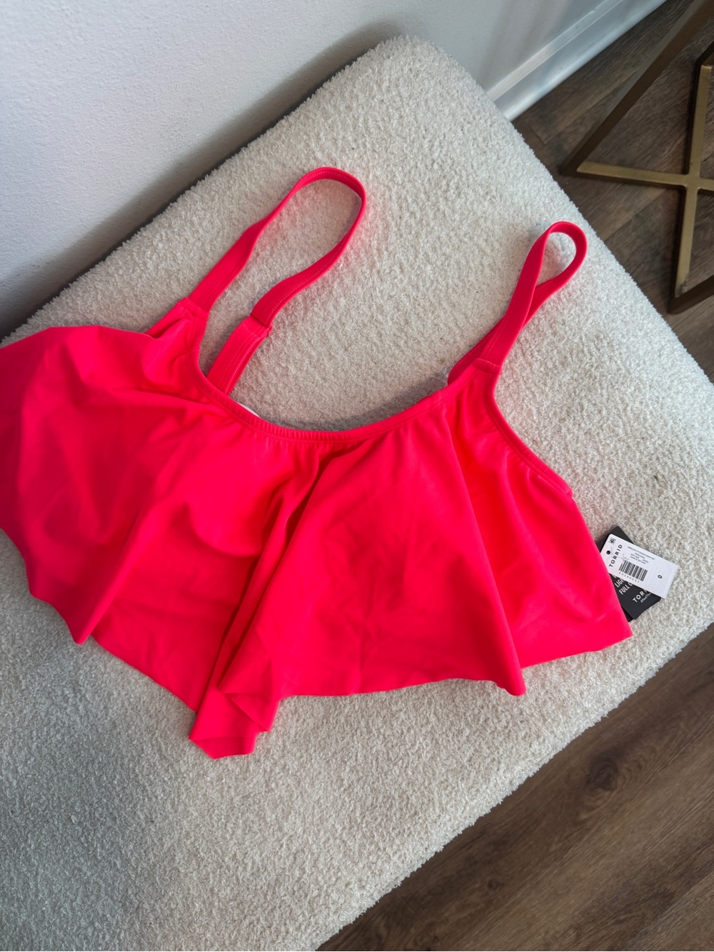 torrid Neon Pink Flounce Bikini Top